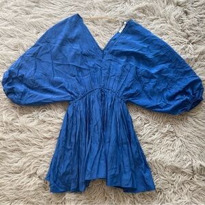 Mustard Seed 'English Blue' wide sleeve front tie v-neck chain dress